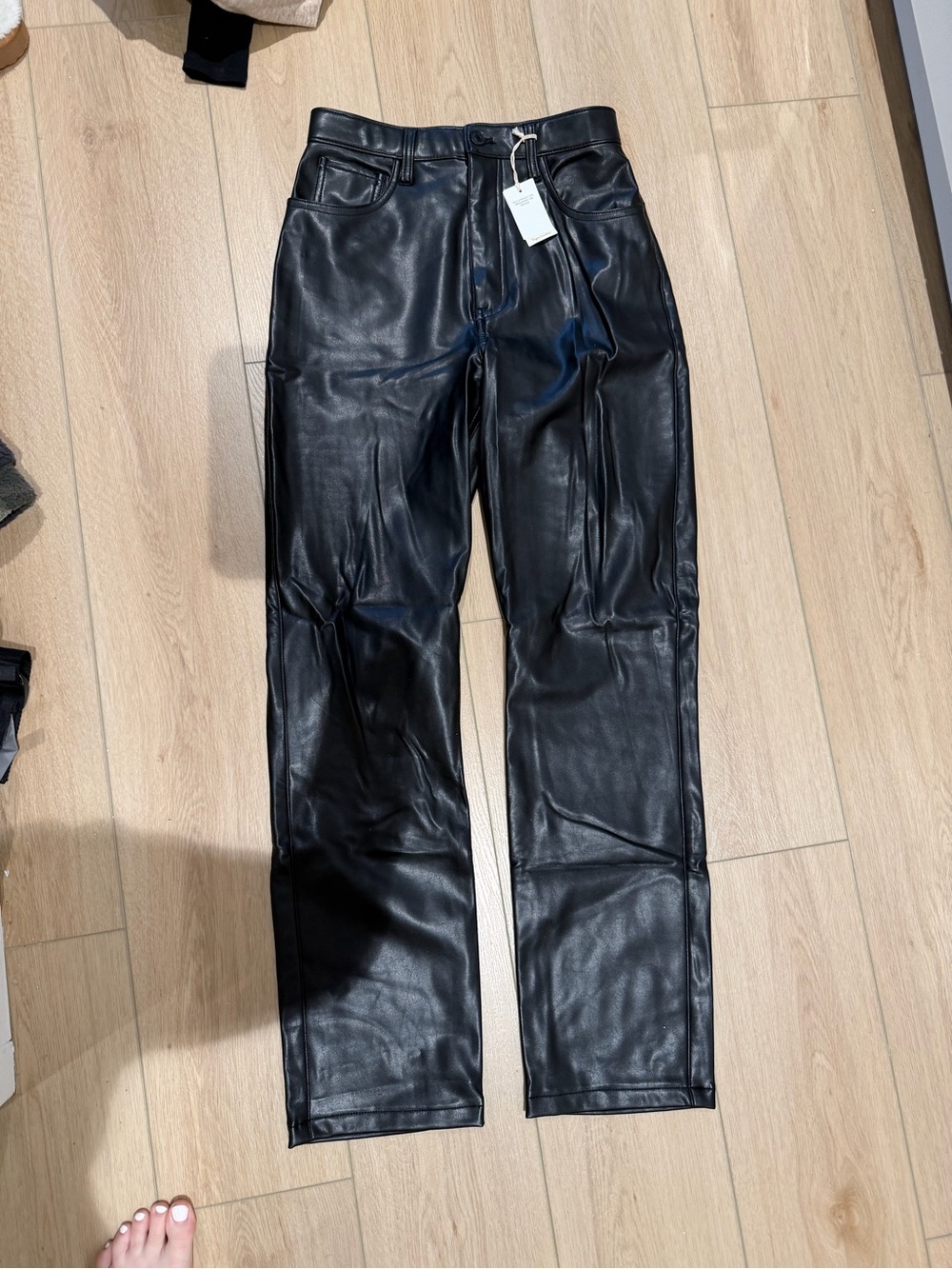 Abercrombie and fitch Black Faux Leather Straight Leg Pants
